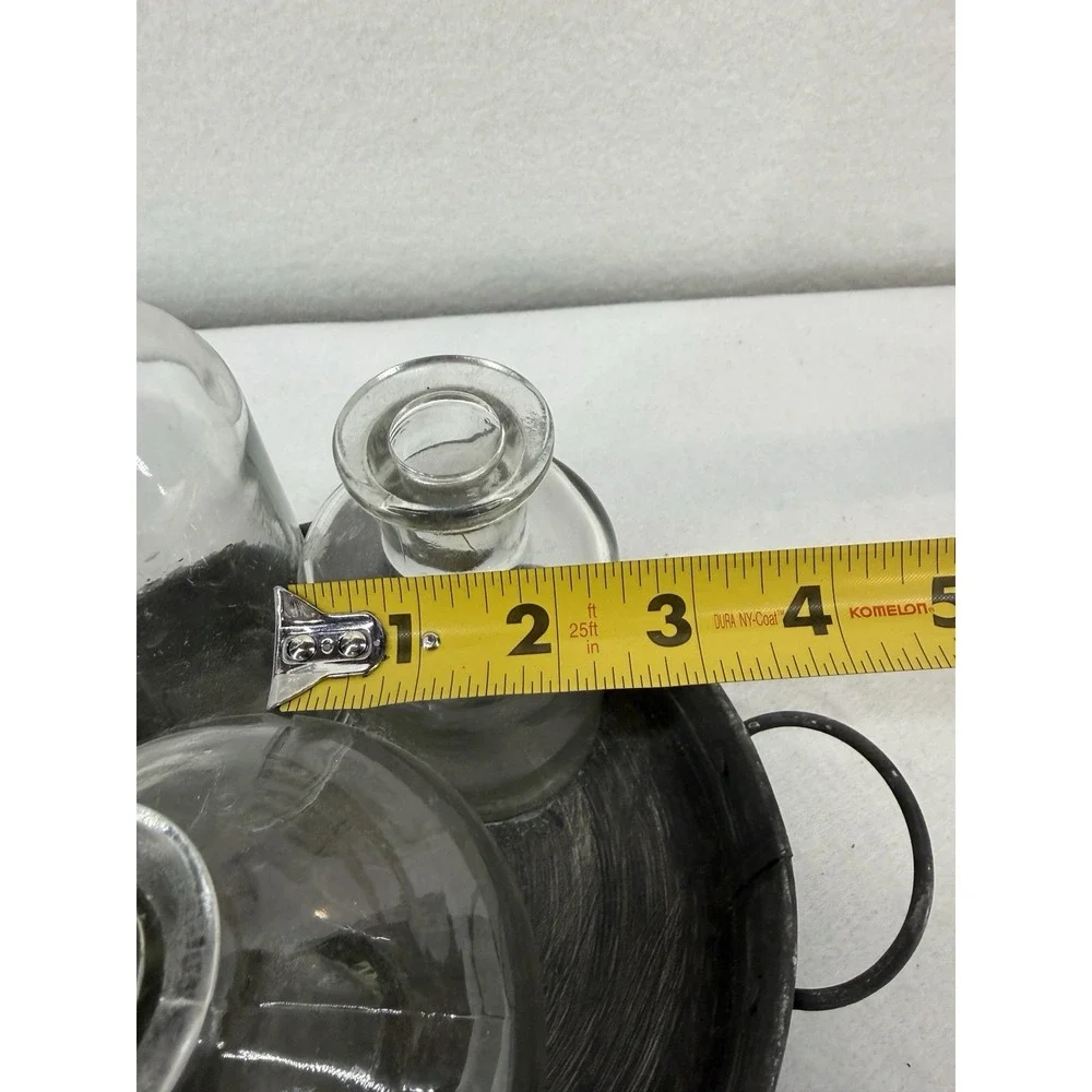 Set Of 3 Clear Glass Bud Vases In‎ Distressed Galvanized Tray